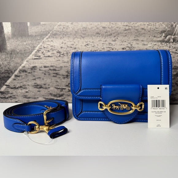 NWT Coach Hero Crossbody Bag in Glovetanned Leather Blue Fin C8441 - Picture 15 of 15
